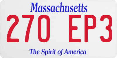 MA license plate 270EP3