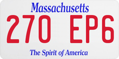 MA license plate 270EP6