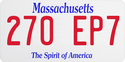MA license plate 270EP7