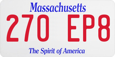 MA license plate 270EP8