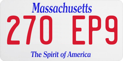 MA license plate 270EP9