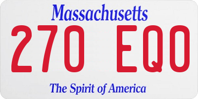MA license plate 270EQ0