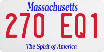 MA license plate 270EQ1