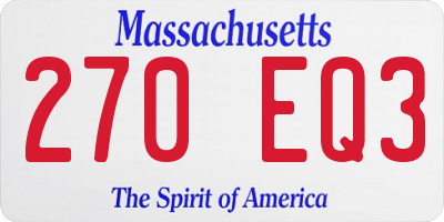 MA license plate 270EQ3