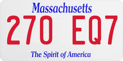 MA license plate 270EQ7