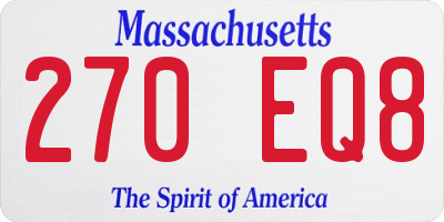 MA license plate 270EQ8