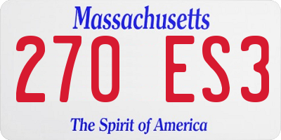 MA license plate 270ES3