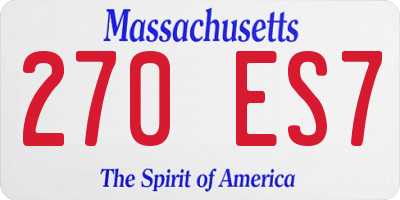 MA license plate 270ES7