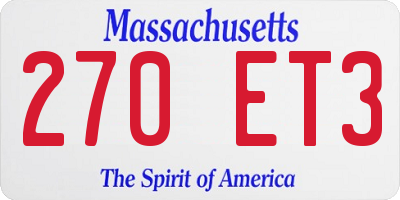 MA license plate 270ET3