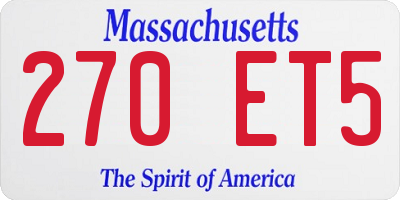 MA license plate 270ET5