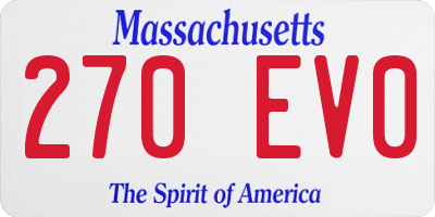 MA license plate 270EV0