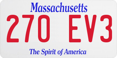MA license plate 270EV3