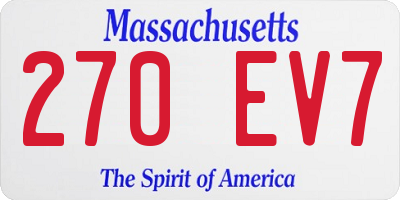 MA license plate 270EV7