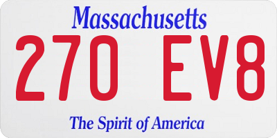 MA license plate 270EV8
