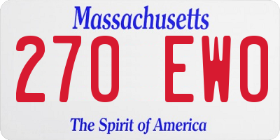 MA license plate 270EW0