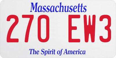 MA license plate 270EW3