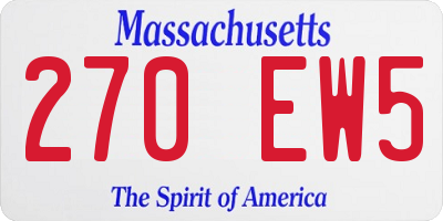 MA license plate 270EW5