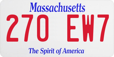 MA license plate 270EW7