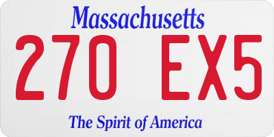MA license plate 270EX5