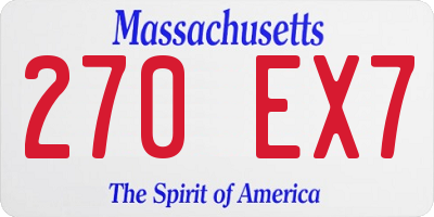 MA license plate 270EX7