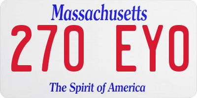 MA license plate 270EY0