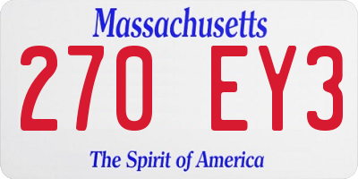 MA license plate 270EY3