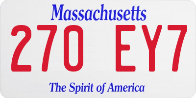 MA license plate 270EY7