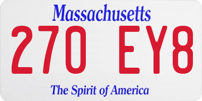 MA license plate 270EY8