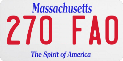 MA license plate 270FA0