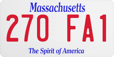 MA license plate 270FA1