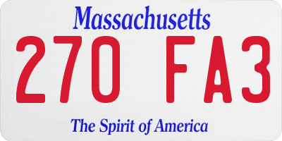 MA license plate 270FA3