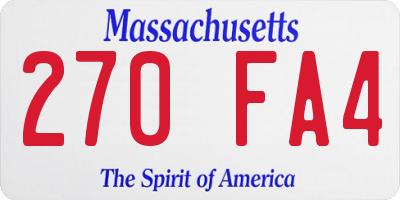 MA license plate 270FA4