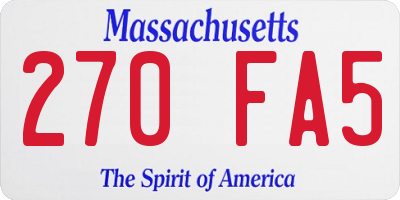 MA license plate 270FA5