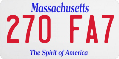 MA license plate 270FA7