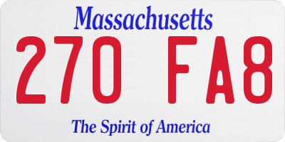 MA license plate 270FA8