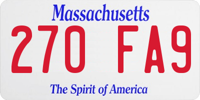 MA license plate 270FA9
