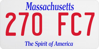 MA license plate 270FC7