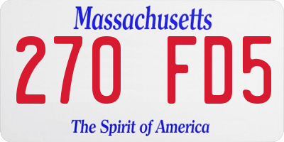 MA license plate 270FD5