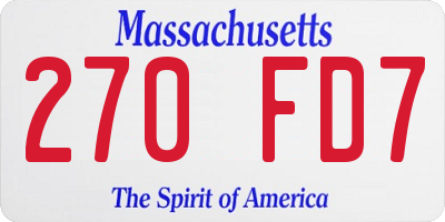 MA license plate 270FD7