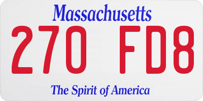 MA license plate 270FD8