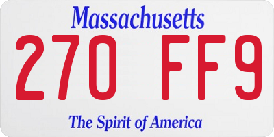 MA license plate 270FF9