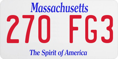 MA license plate 270FG3