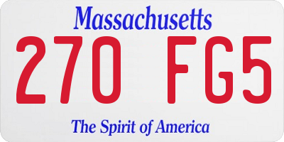 MA license plate 270FG5