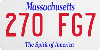 MA license plate 270FG7