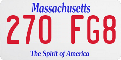 MA license plate 270FG8
