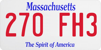 MA license plate 270FH3