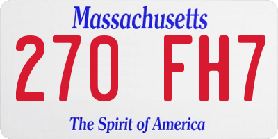 MA license plate 270FH7