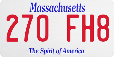 MA license plate 270FH8