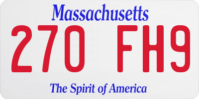 MA license plate 270FH9