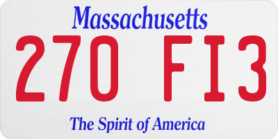 MA license plate 270FI3